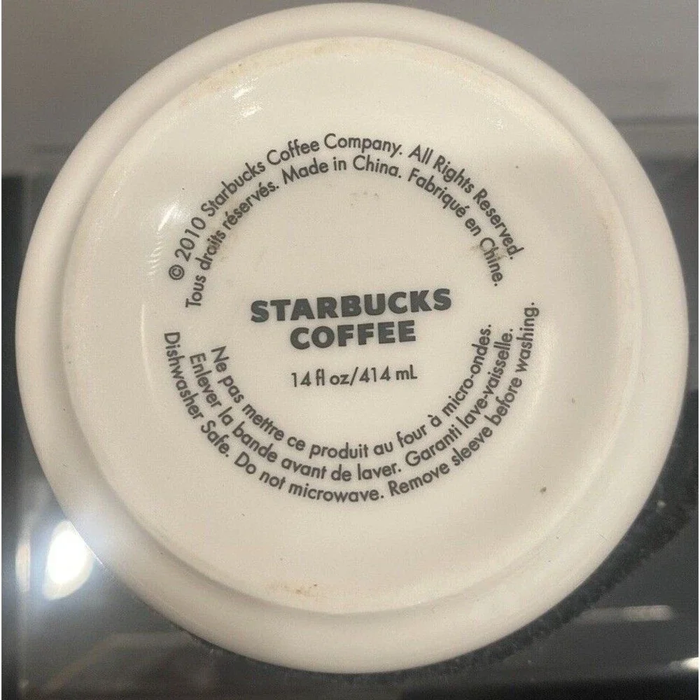 Starbucks White Mug with Decorative Button Fabric Cozie